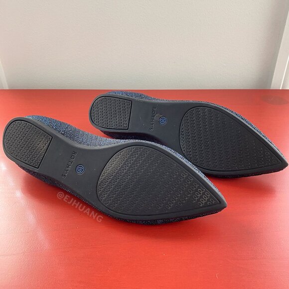 Rothy's The Point in Night Metallic Navy Zebra Tiger Stripe Animal Print Flats - Picture 6 of 8